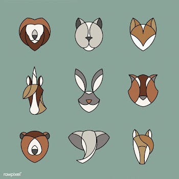 Set of linear graphic of animal heads | Free stock vector - 524720