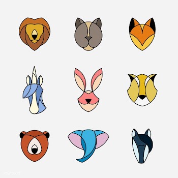 Set of linear graphic of animal heads | Free stock vector - 524733