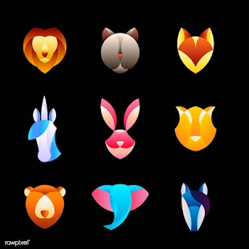 Set of linear graphic of animal heads | Free stock vector - 524784