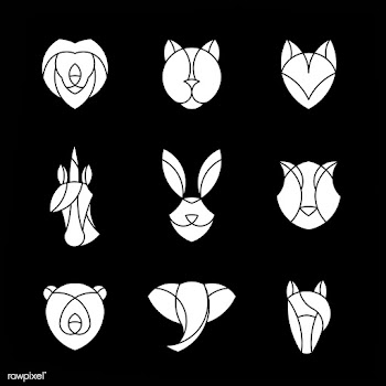 Set of linear graphic of animal heads | Free stock vector - 524786