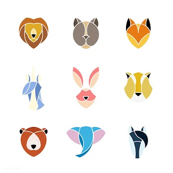 Set of linear graphic of animal heads | Free stock vector - 524789