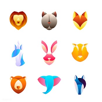 Set of linear graphic of animal heads | Free stock vector - 524795
