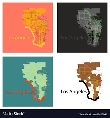 Set of los angeles map flat style design vector image