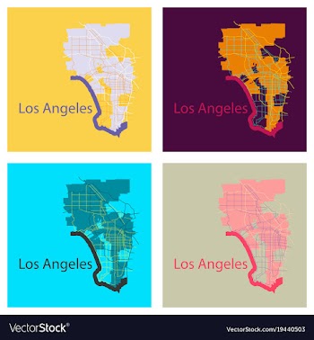 Set of los angeles map flat style design vector image
