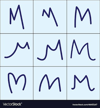 set of m letter - signature letter m hand drawn