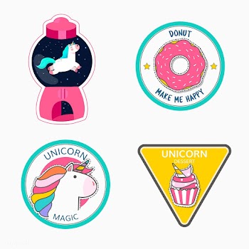 Set of magical unicorn stickers vector | Free stock vector - 515501