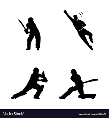 set of man playing cricket icon