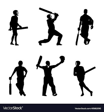 set of man playing cricket icon