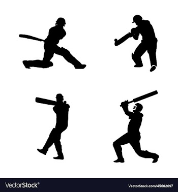 set of man playing cricket icon