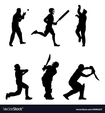 set of man playing cricket icon