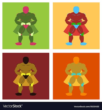 Set of man superhero superhero standing icon in vector image