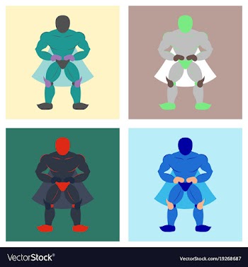 Set of man superhero superhero standing icon in vector image