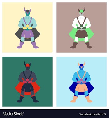 Set of man superhero superhero standing icon in vector image