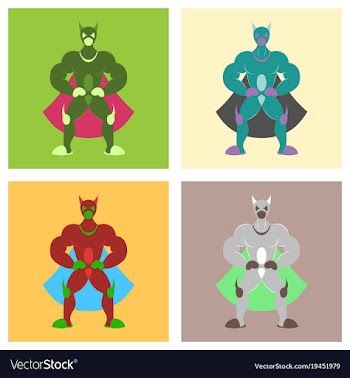 Set of man superhero superhero standing icon in vector image