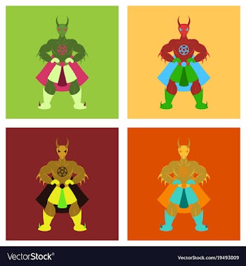 Set of man superhero superhero standing icon in vector image