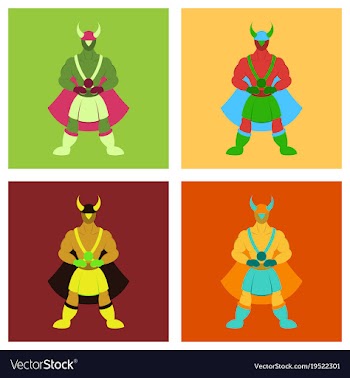 Set of man superhero superhero standing icon in vector image