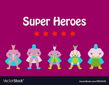 Set of man superhero superhero standing icon in vector image
