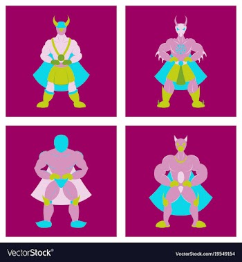 Set of man superhero superhero standing icon in vector image