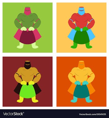 Set of man superhero superhero standing icon in vector image
