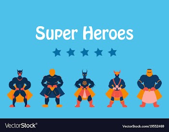 Set of man superhero superhero standing icon in vector image