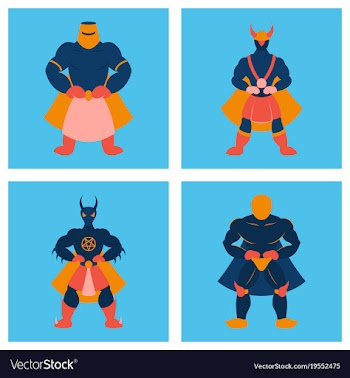 Set of man superhero superhero standing icon in vector image