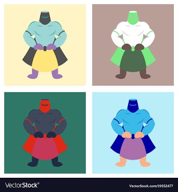 Set of man superhero superhero standing icon in vector image