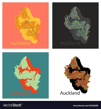 Set of map - auckland new zealand - flat vector image