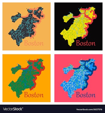 Set of map of boston city flat vector image