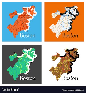 Set of map of boston city flat vector image