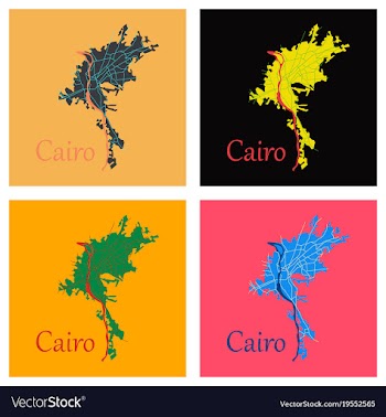 Set of map of cairo city streets egypt flat view vector image