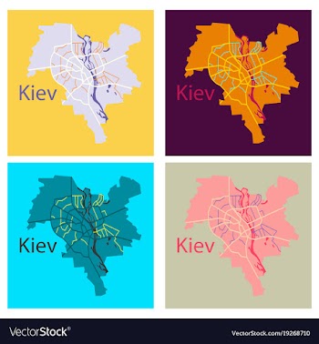 Set of map of the districts of kiev ukraine flat vector image