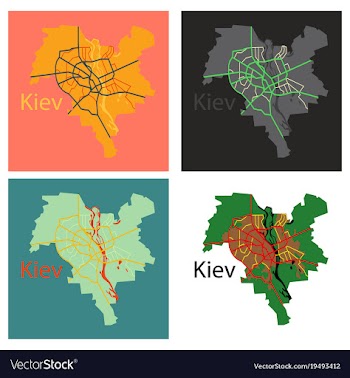 Set of map of the districts of kiev ukraine flat vector image