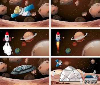 Set of mars scenes background set Free Vector