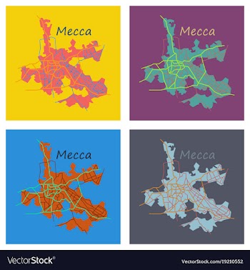 Set of mecca map saudi arabia flat vector image