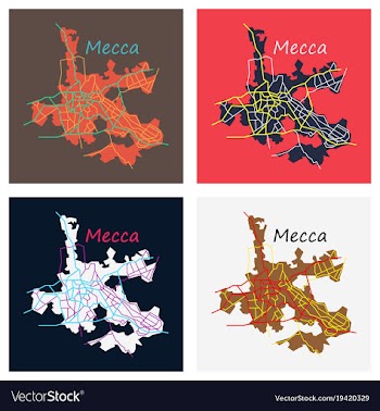Set of mecca map saudi arabia flat vector image