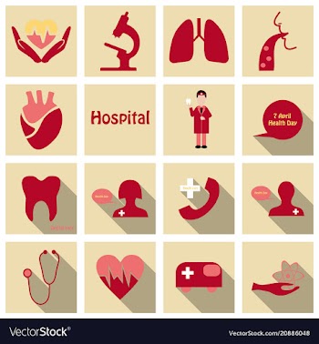 Set of medecine icons in flat style with long vector image
