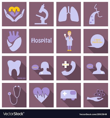 Set of medecine icons in flat style with long vector image