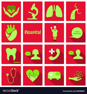 Set of medecine icons in flat style with long vector image