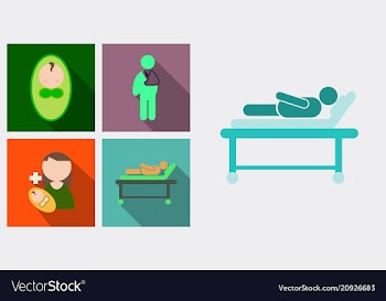 Set of medecine icons patient baby mother with vector image