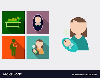 Set of medecine icons patient baby mother with vector image