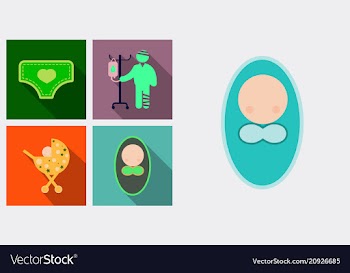 Set of medecine icons patient with dropper baby vector image