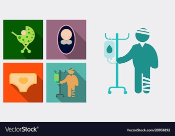 Set of medecine icons patient with dropper baby vector image