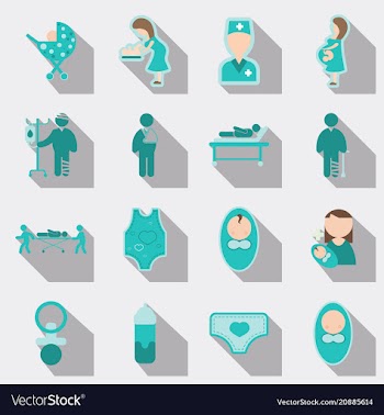 Set of medical health care icons in flat style vector image