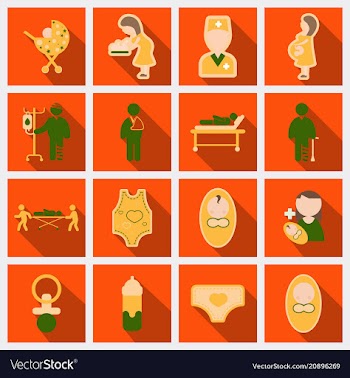 Set of medical health care icons in flat style vector image