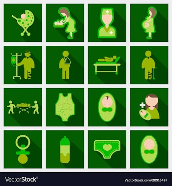 Set of medical health care icons in flat style vector image