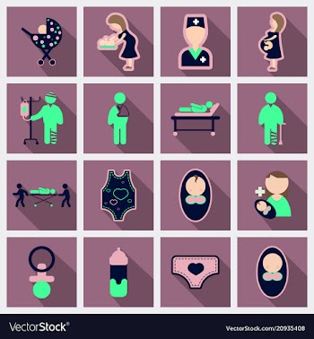 Set of medical health care icons in flat style vector image