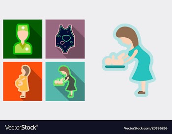 Set of medical icons mether with baby doctor and vector image