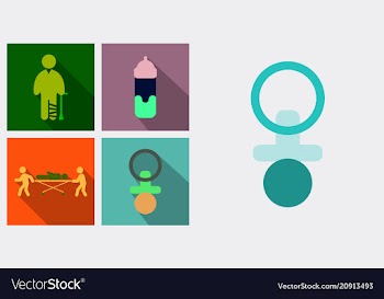 Set of medical icons nipple baby bottle patient vector image