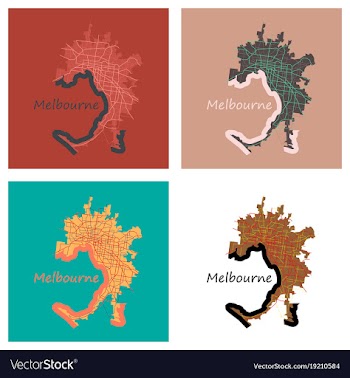 Set of melbourne australia map in retro style vector image