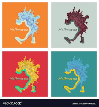 Set of melbourne australia map in retro style vector image